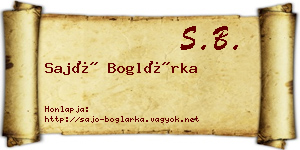 Sajó Boglárka névjegykártya